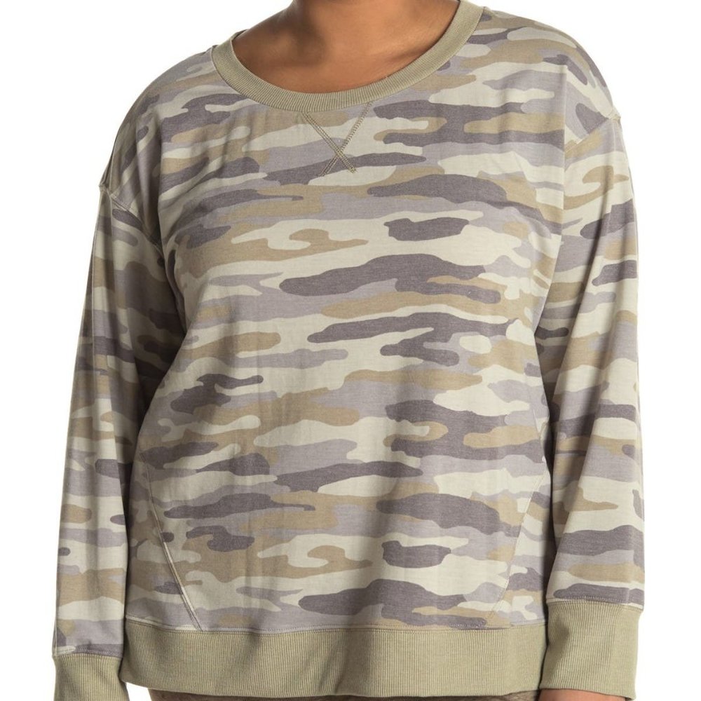 C&C California Plus Size Alexa Printed Crew Neck Sweatshirt 1X New with Tags